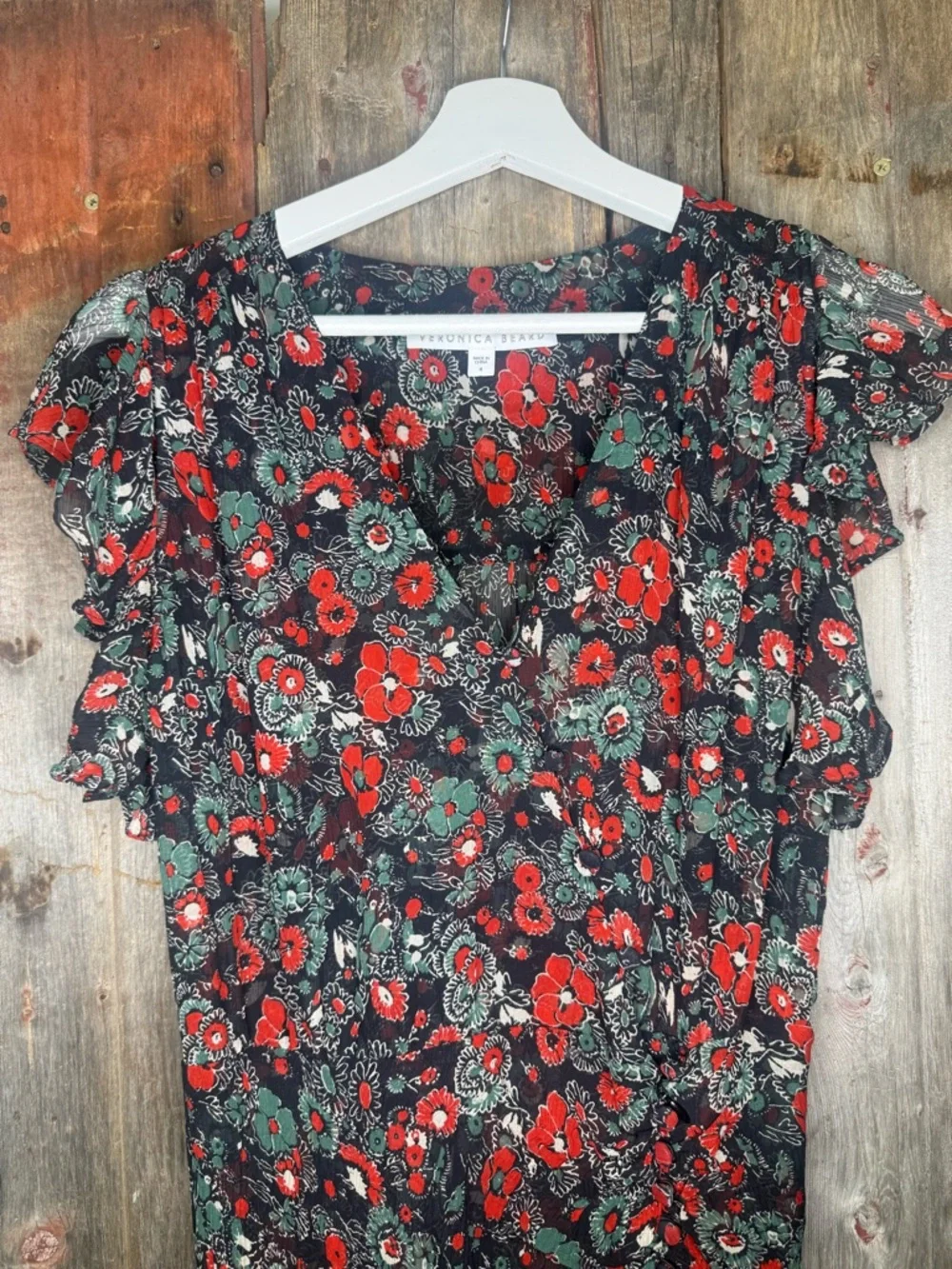 Veronica Beard Cecile Ruched Floral Silk Dress size 4